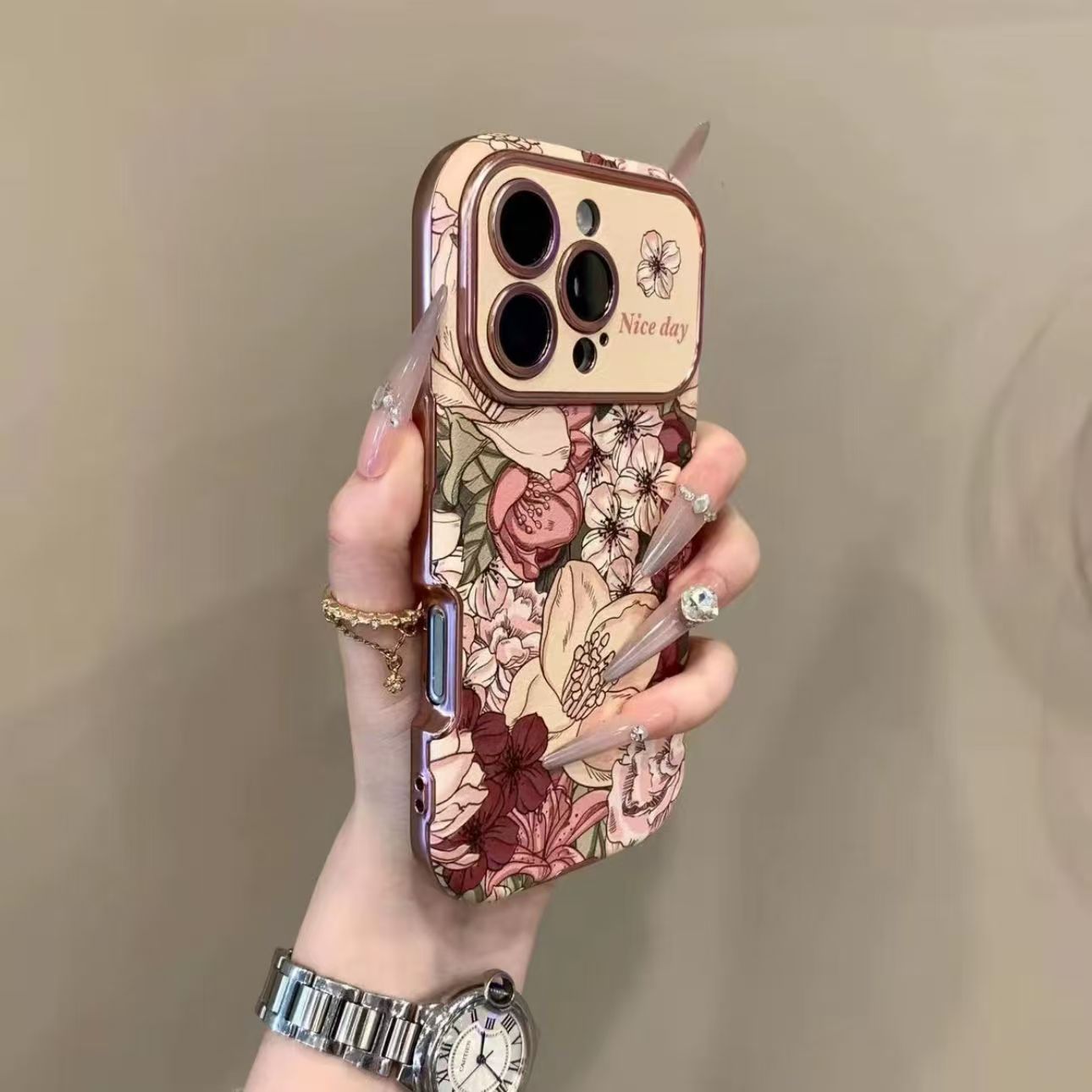 Retro oil painting flower iPhone case