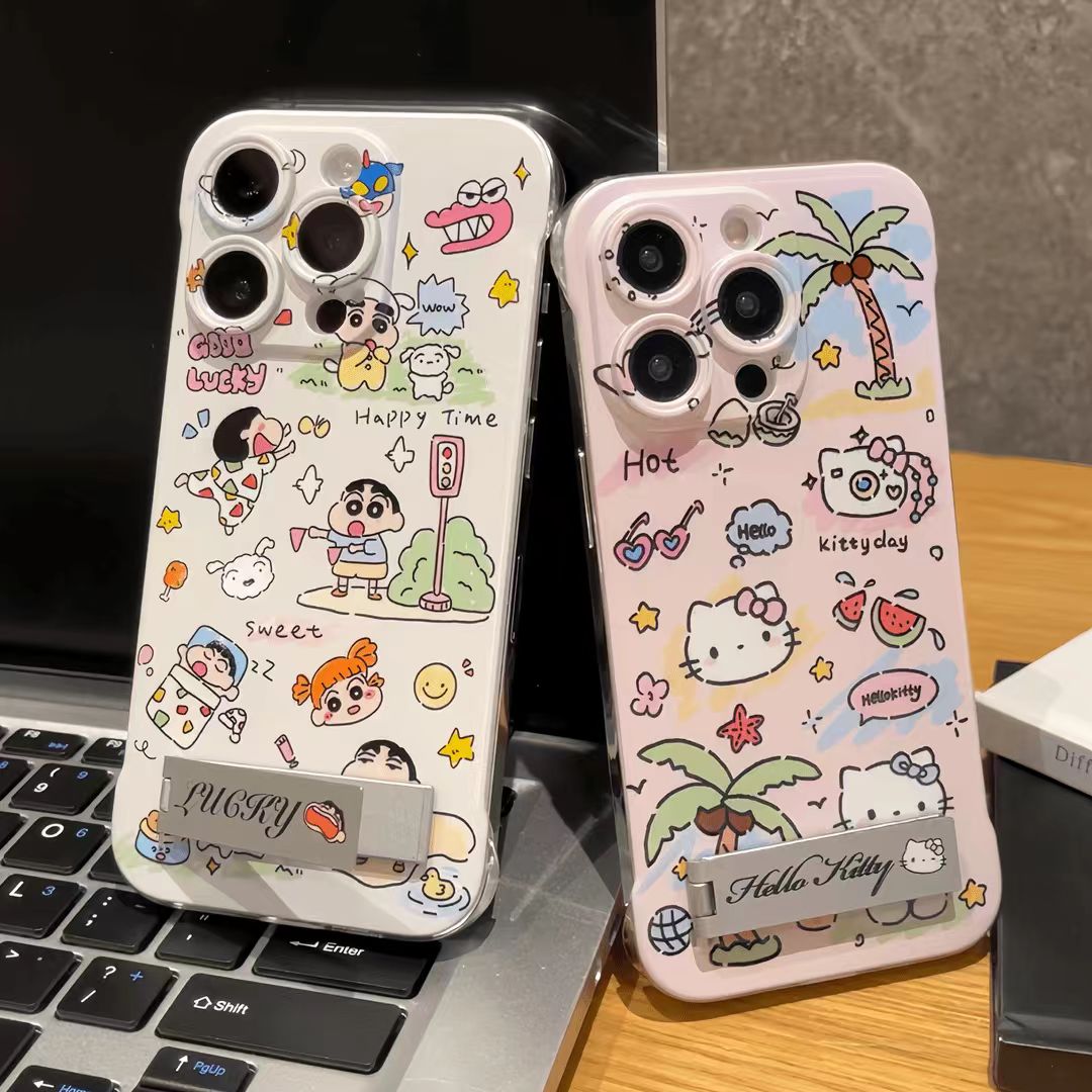 Maliit na Shin-chan Kitty cat frameless stand iPhone protective case(Buy one get one free)