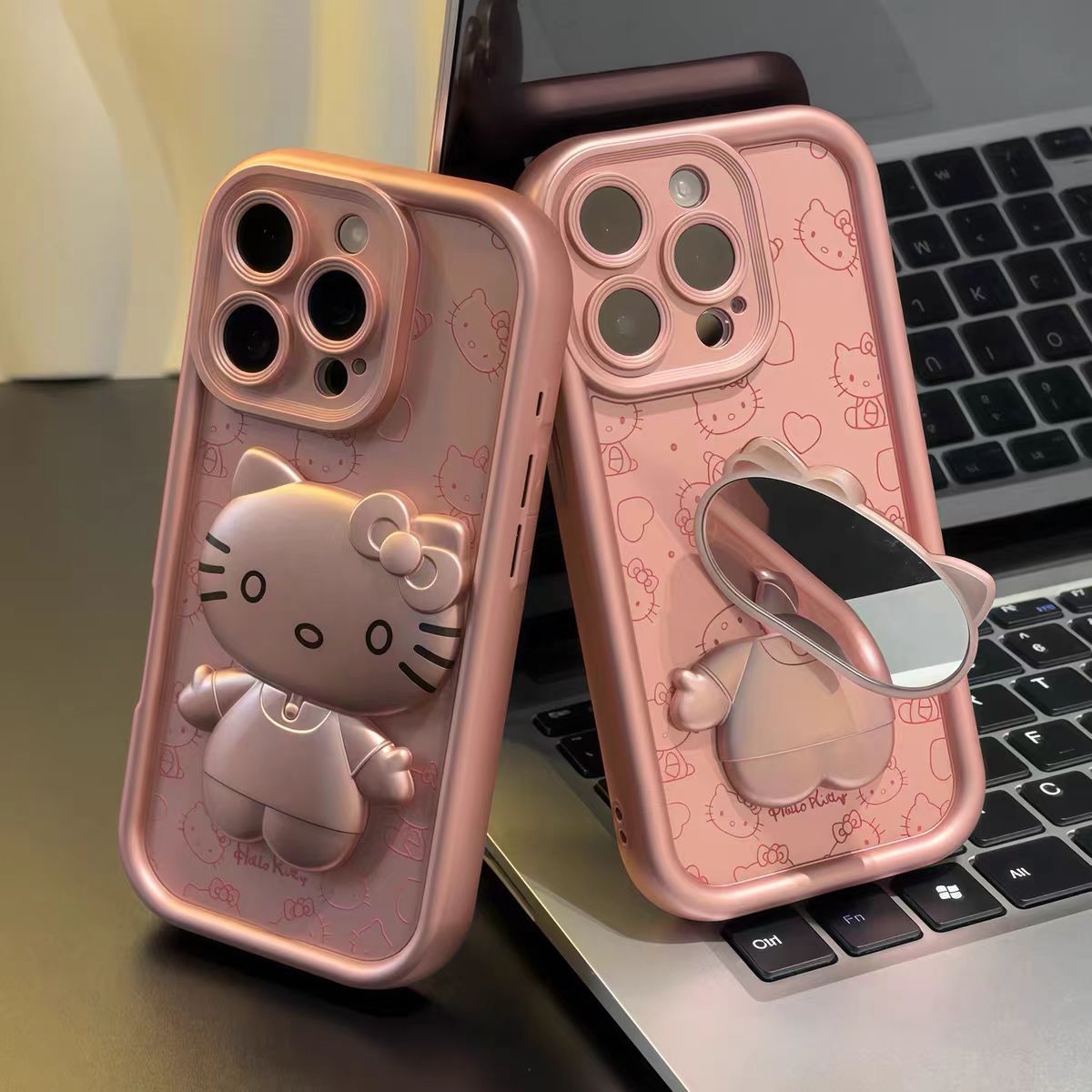 Kitty cat iPhone protective case with makeup mirror