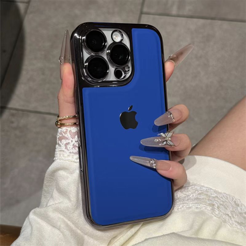 Electroplated leather texture with built-in lens film iPhone protective case