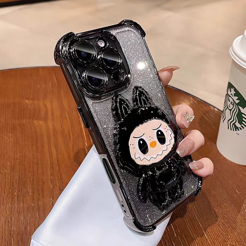 Labubu electroplated glitter ring magnetic iPhone protective case