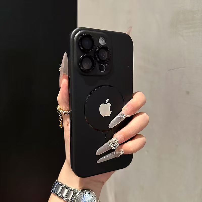 Built-in lens liquid silicone iPhone magnetic protective case