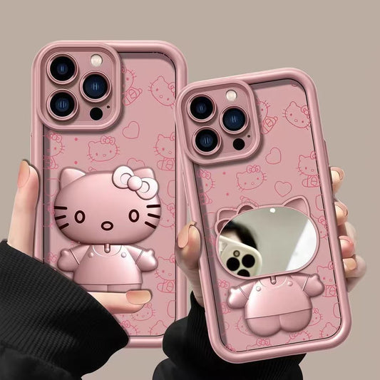 Kitty cat iPhone protective case with makeup mirror