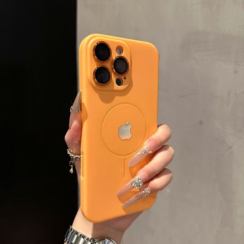 Built-in lens liquid silicone iPhone magnetic protective case