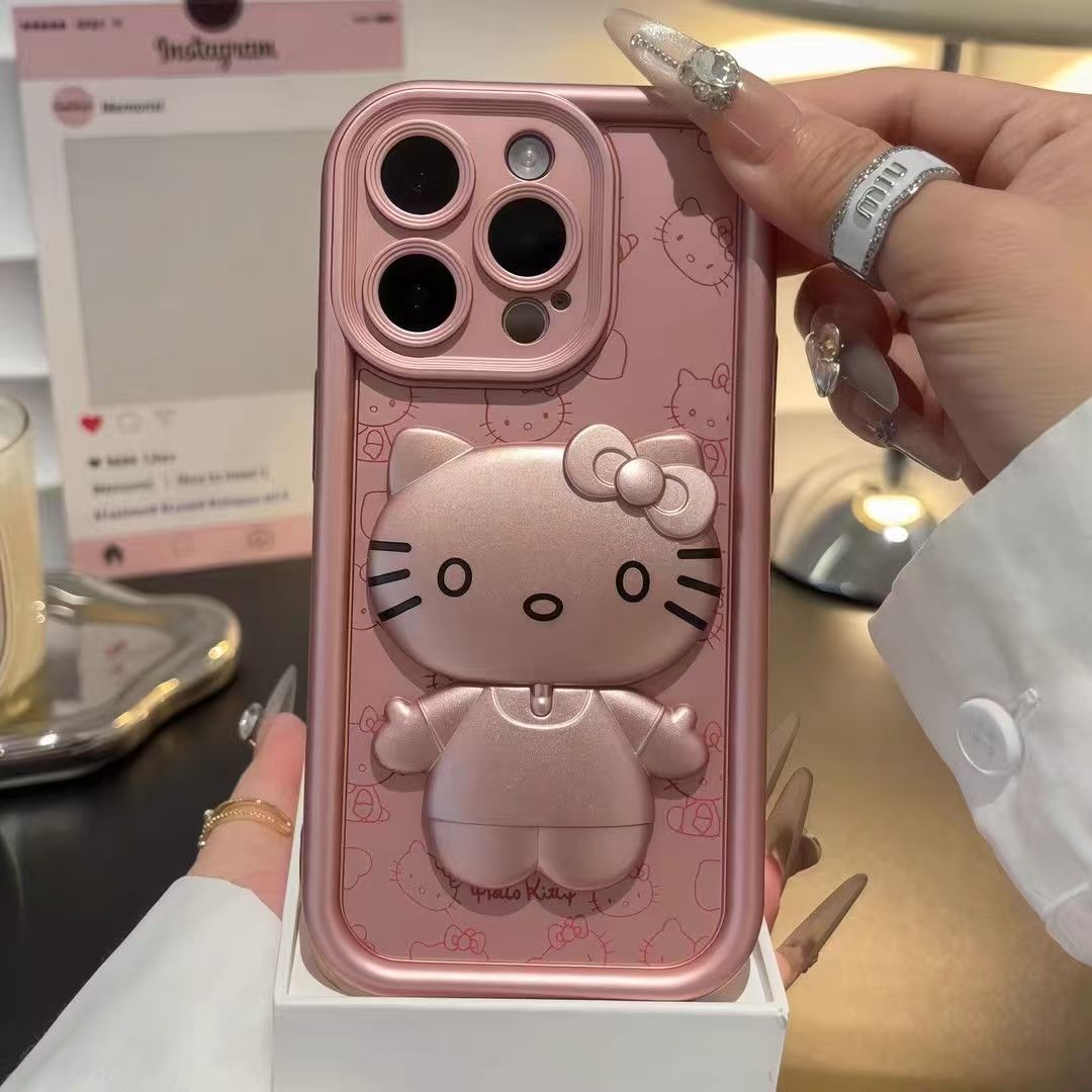 Kitty cat iPhone protective case with makeup mirror