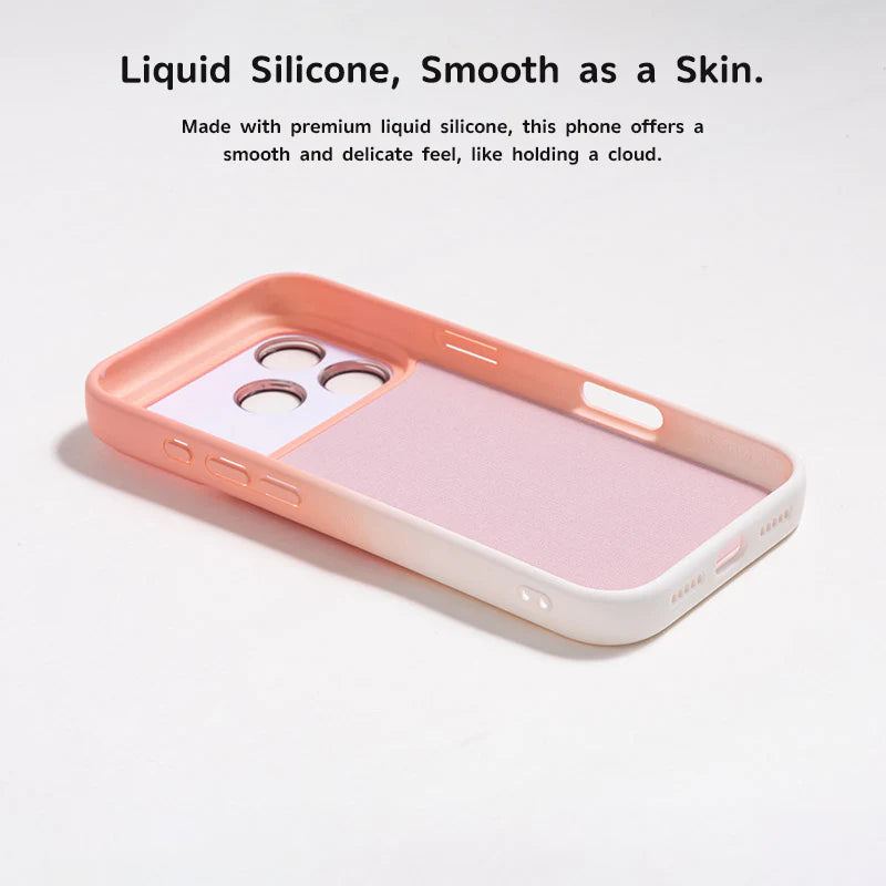 Large-view liquid silicone gradient color IPHOEN protective case