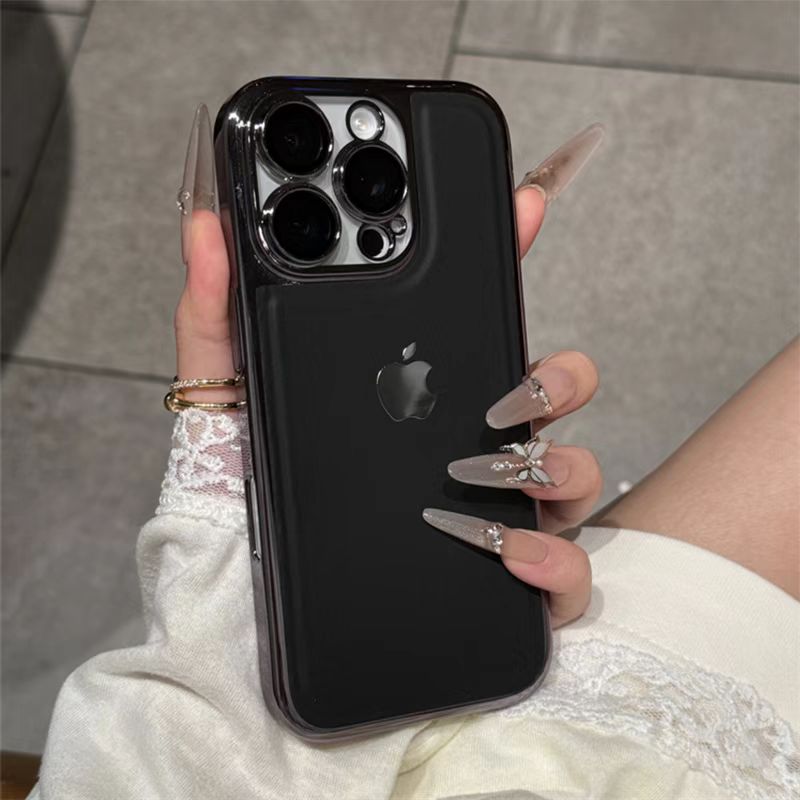Electroplated leather texture with built-in lens film iPhone protective case