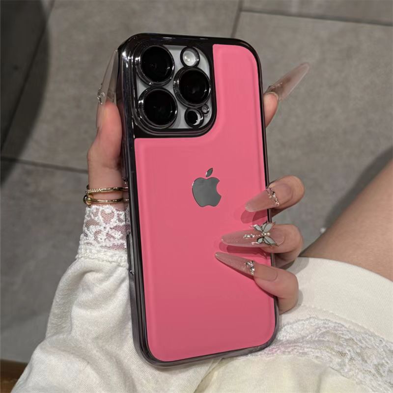 Electroplated leather texture with built-in lens film iPhone protective case