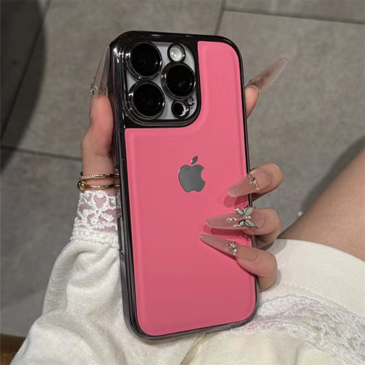 Electroplated leather texture with built-in lens film iPhone protective case