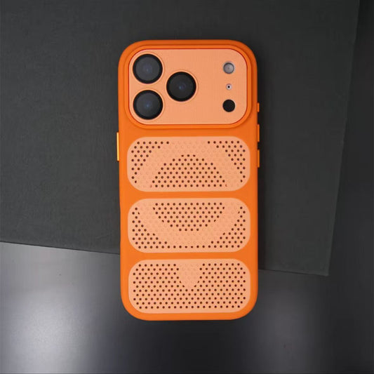 Silicone breathable and heat-dissipating magnetic iPhone protective case-Orange