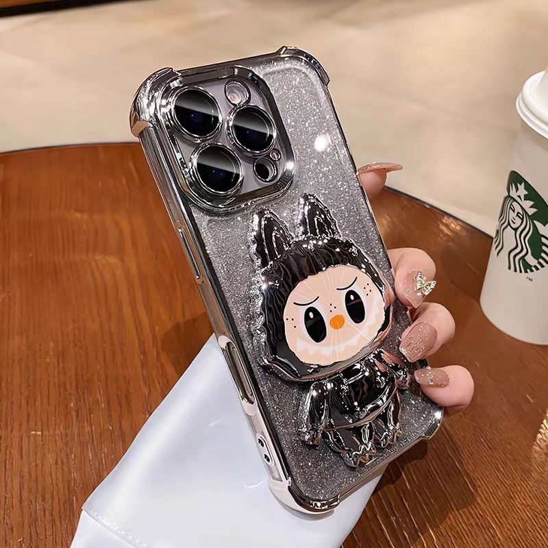 Labubu electroplated glitter ring magnetic iPhone protective case