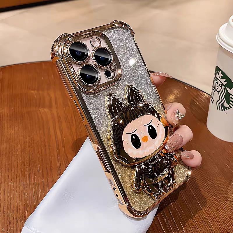 Labubu electroplated glitter ring magnetic iPhone protective case