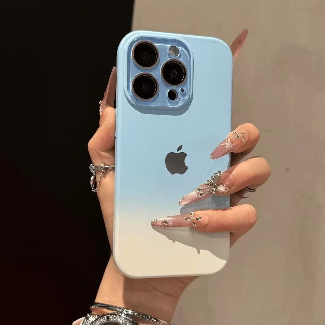 Large-view liquid silicone gradient color IPHOEN protective case