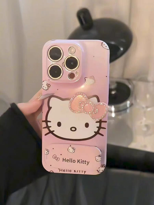 KITTY cat film hard case (with a makeup mirror holder)