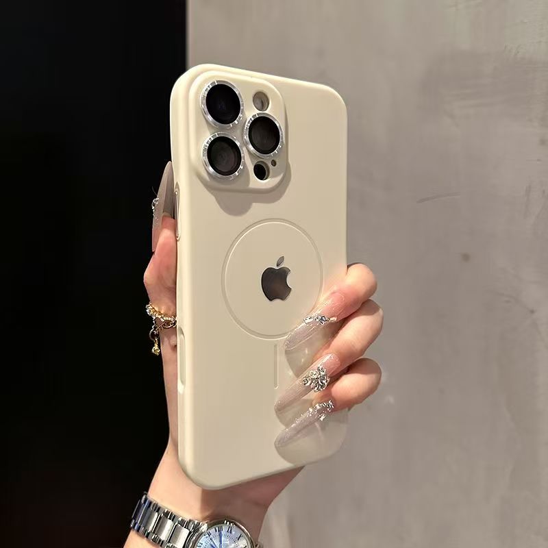Built-in lens liquid silicone iPhone magnetic protective case