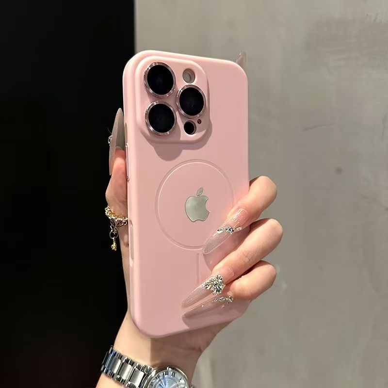Built-in lens liquid silicone iPhone magnetic protective case