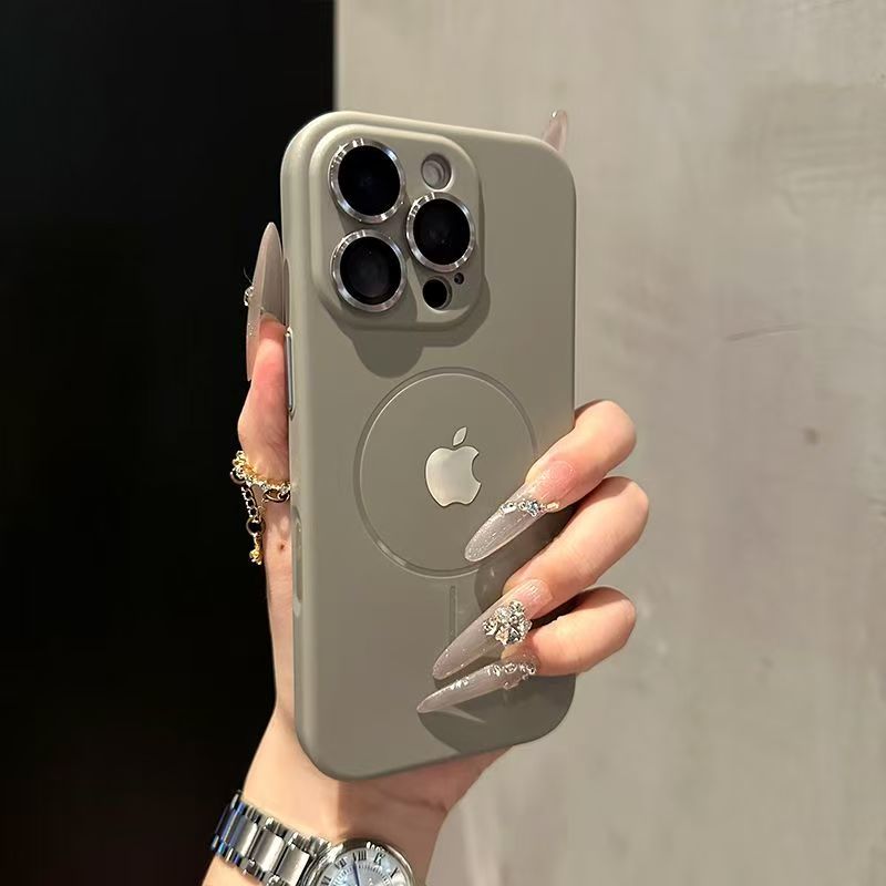 Built-in lens liquid silicone iPhone magnetic protective case