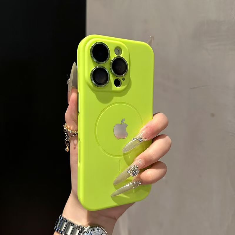 Built-in lens liquid silicone iPhone magnetic protective case