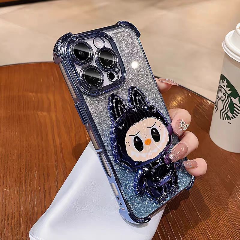 Labubu electroplated glitter ring magnetic iPhone protective case