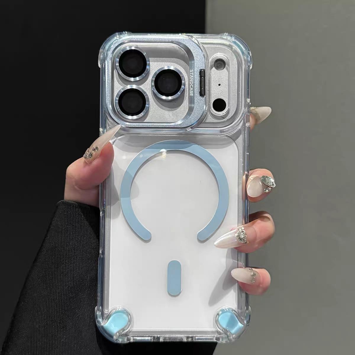 Four-corner shockproof airbags MagSafe lens frame iPhone protective case