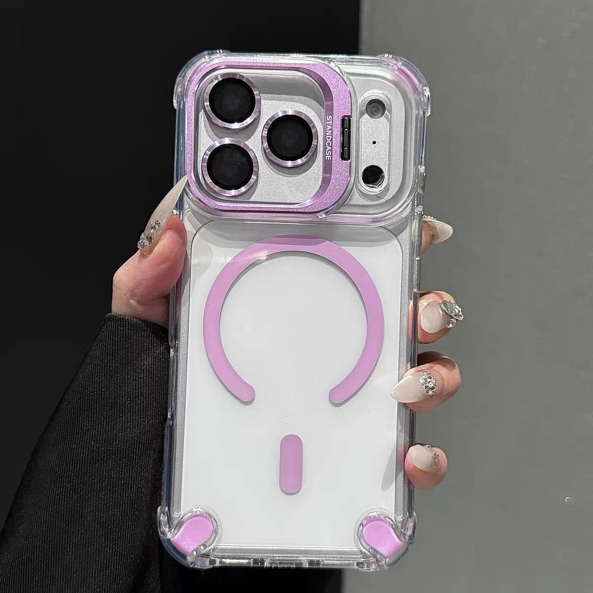 Four-corner shockproof airbags MagSafe lens frame iPhone protective case