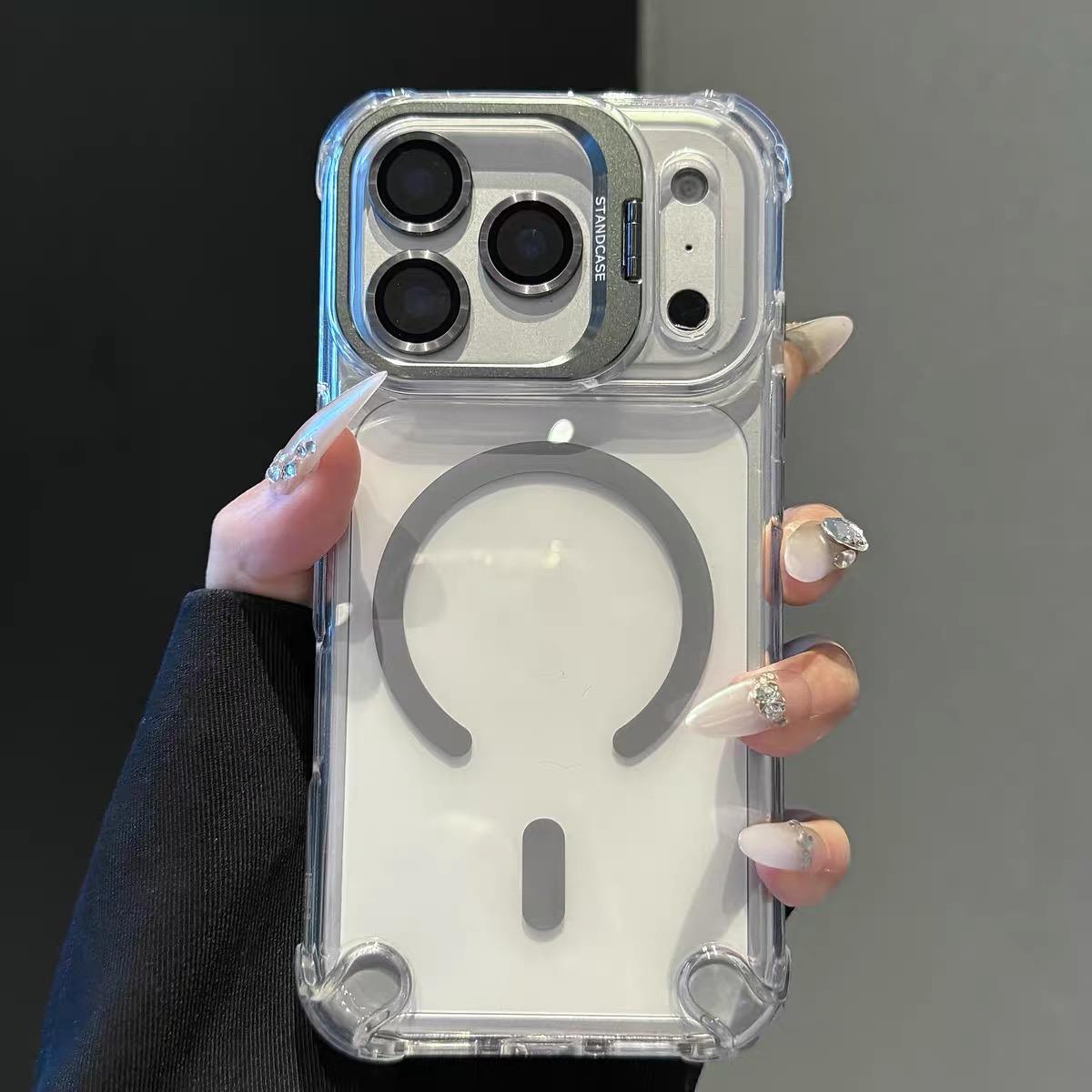 Four-corner shockproof airbags MagSafe lens frame iPhone protective case