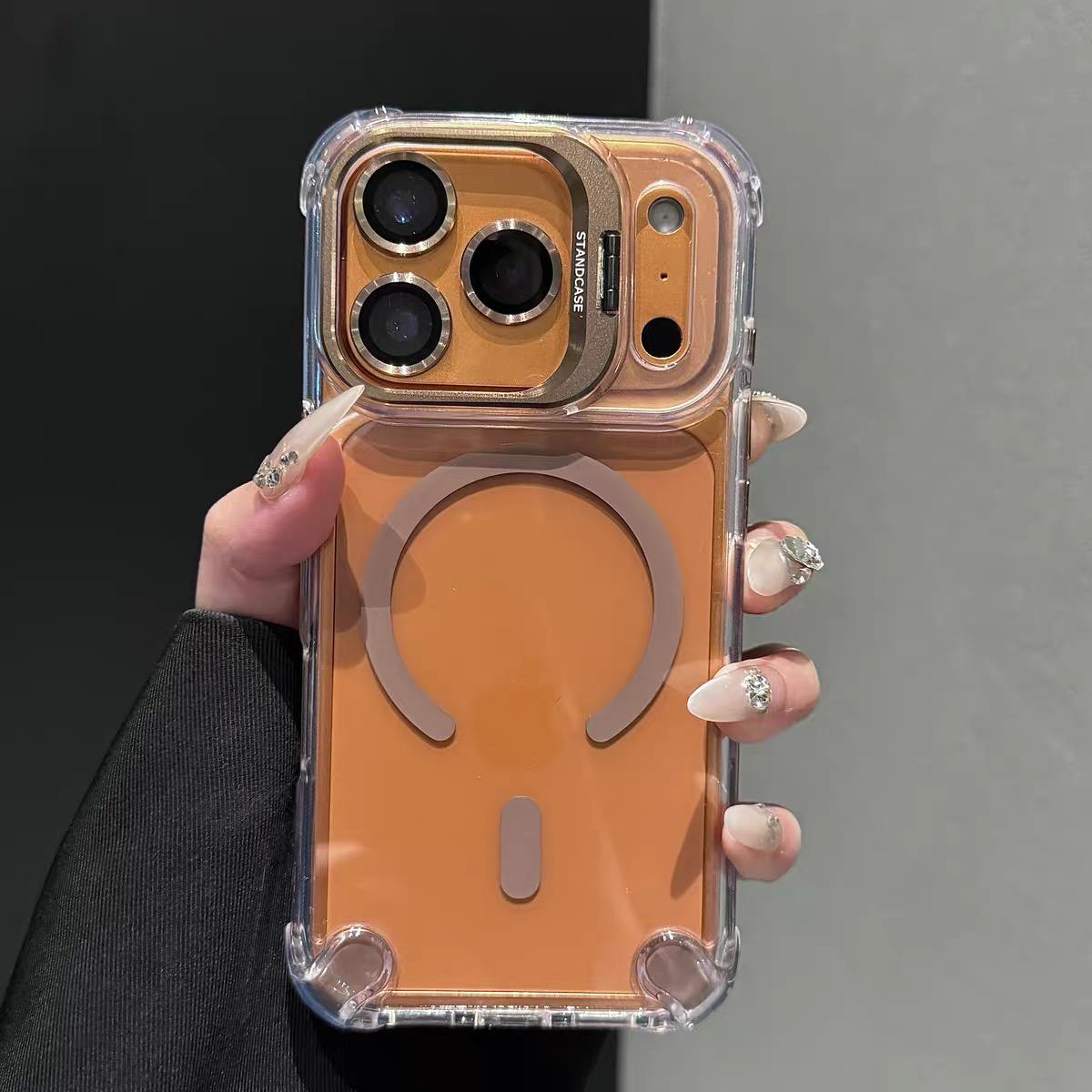 Four-corner shockproof airbags MagSafe lens frame iPhone protective case