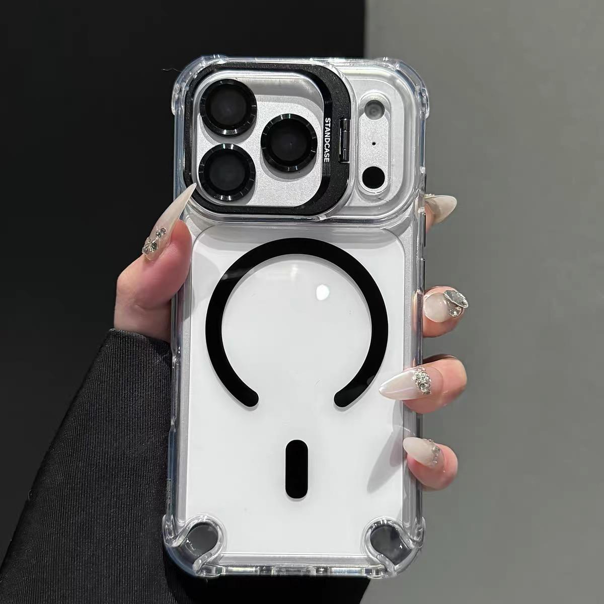 Four-corner shockproof airbags MagSafe lens frame iPhone protective case