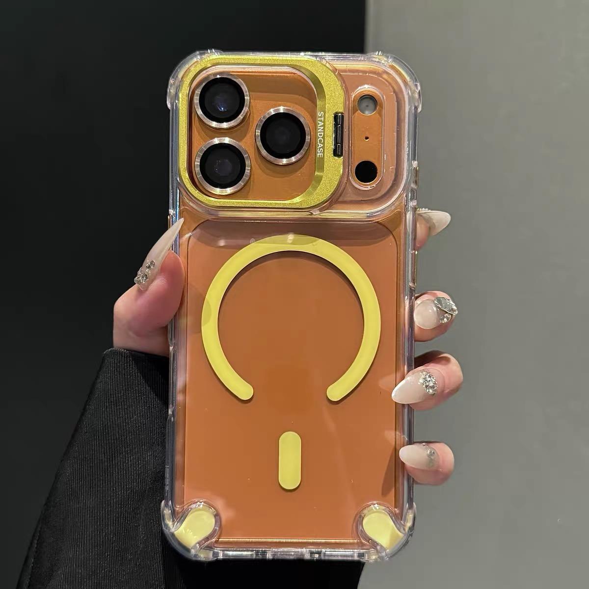 Four-corner shockproof airbags MagSafe lens frame iPhone protective case